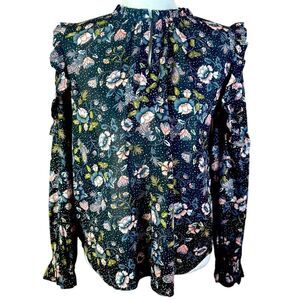 Loft Floral Ruffle Long Sleeve Top Size XS 📦